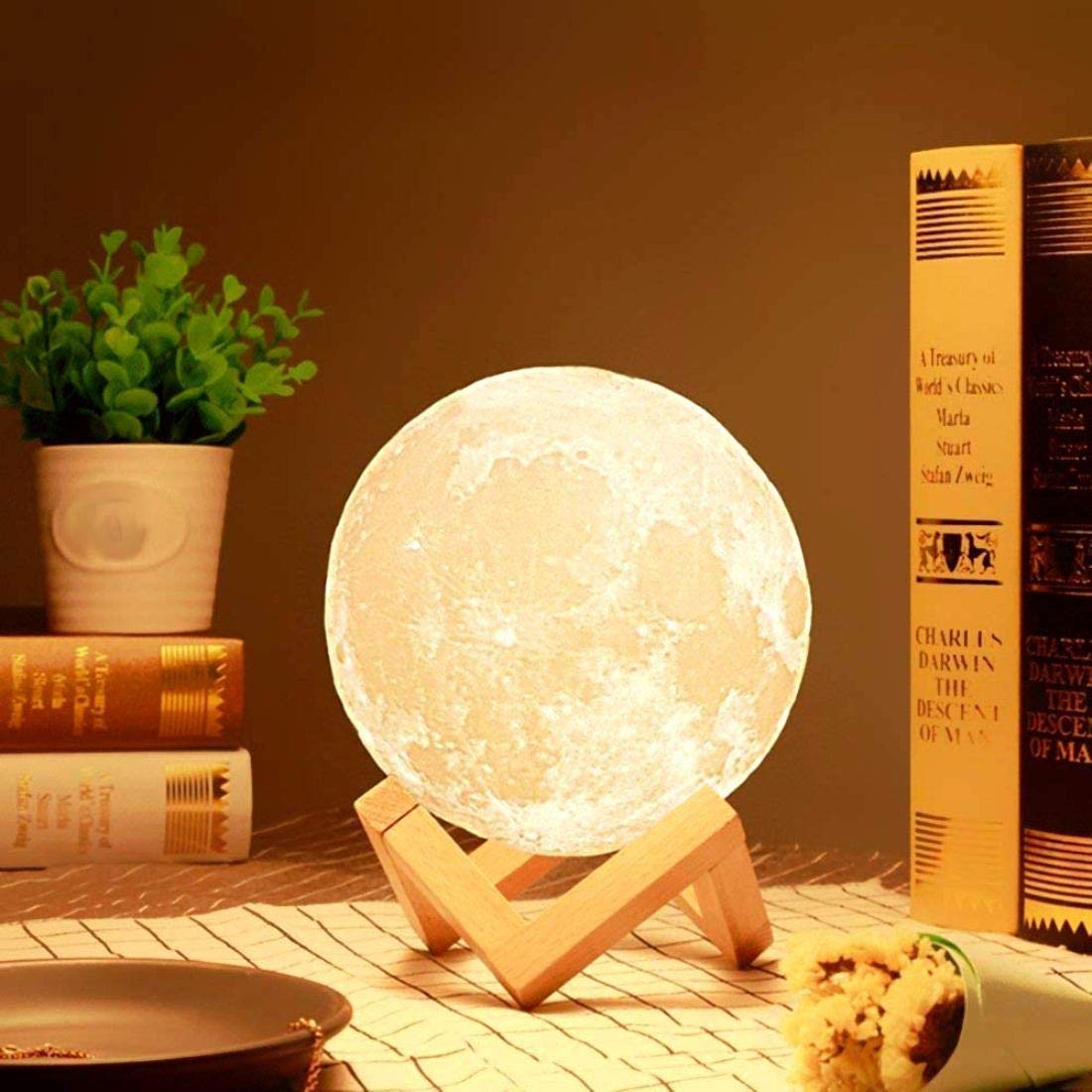 3D Rechargeable & Touch Control Moon Lamp onestopbazaar