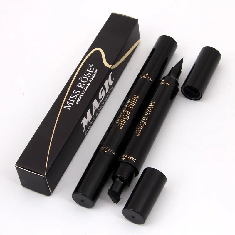 Eyeliner Stamp 2 In1 Liquid Glitter Eyeliner Stamp Thin Seal Makeup Black Fast Dry Eye Liner Pencil Beauty Magic Eyeliner onestopbazaar