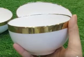 Golden Line White Ceramic Bowl onestopbazaar