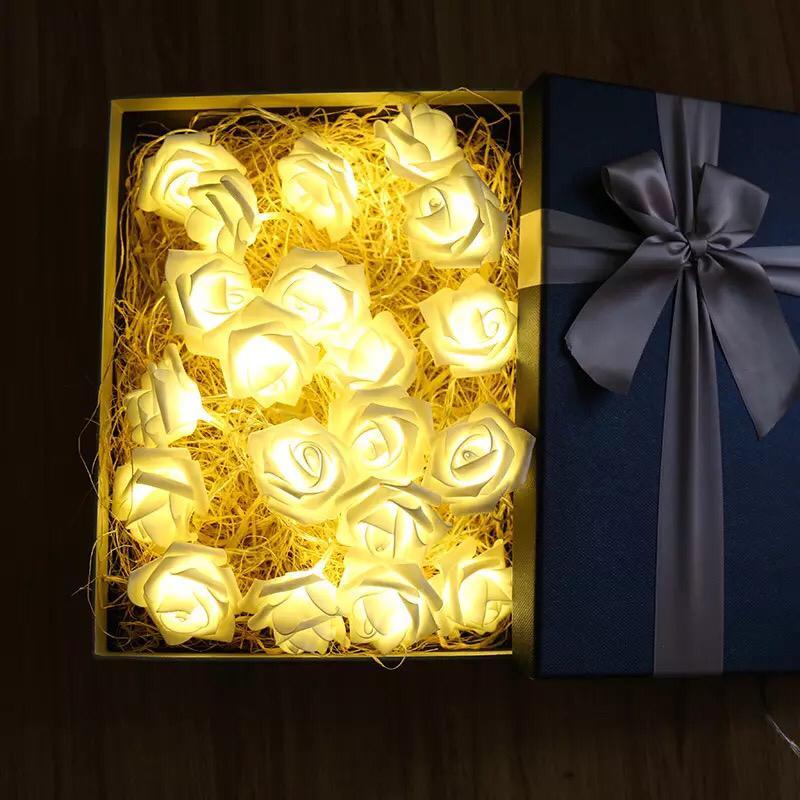 10 White Rose Fairy Lights onestopbazaar