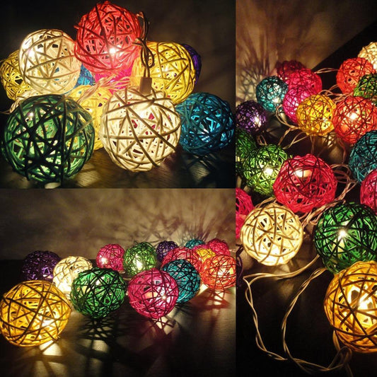 20 Pcs Rattan Ball String Light onestopbazaar