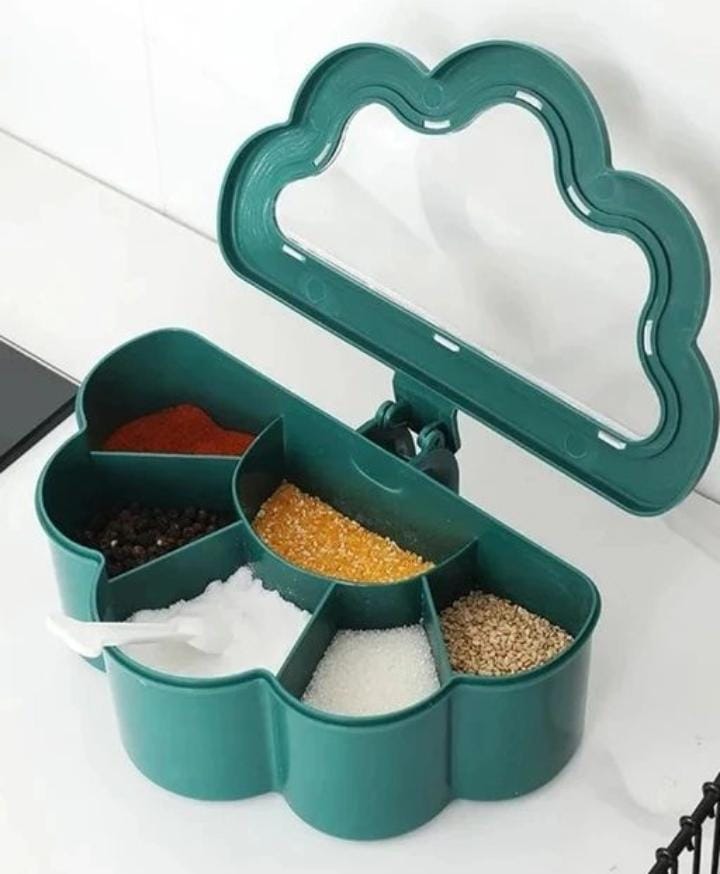 6 Grids Seasoning Box with 6 Spoons Lidded Dust-proof Spice Container onestopbazaar