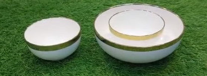 Golden Line White Ceramic Bowl onestopbazaar
