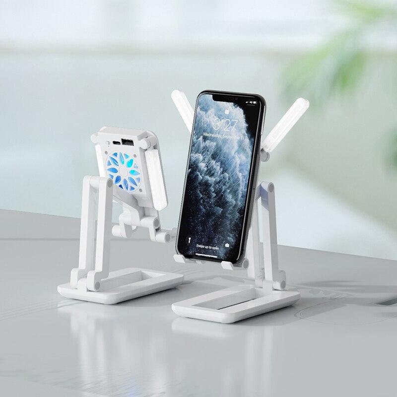 3 in 1 Cell Phone Stand Holder with Selfie Light&Phone Cooler Adjustable Tablet Holder Stand for Mobile Phone/Switch PUZ777 onestopbazaar