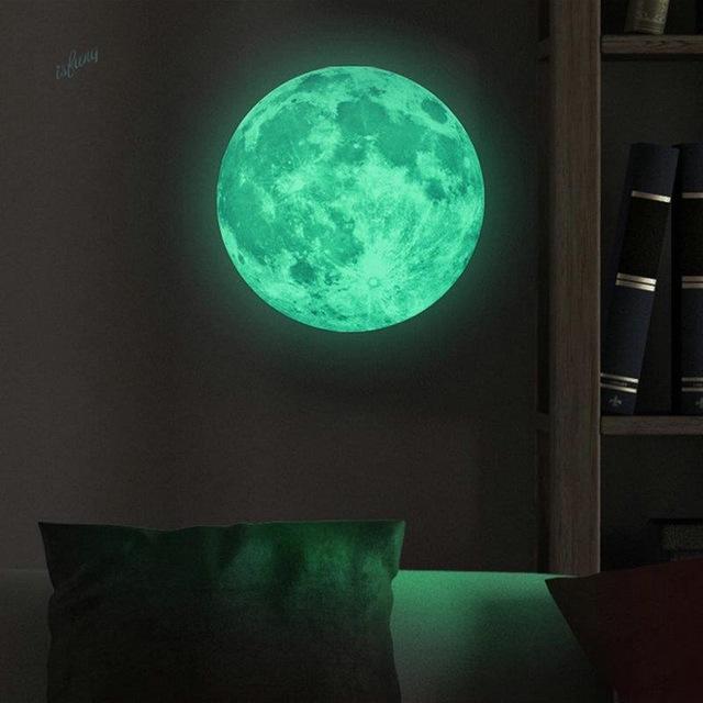 30cm Glow in the Dark Moon Wall Sticker Decorative Removable Night Decal onestopbazaar