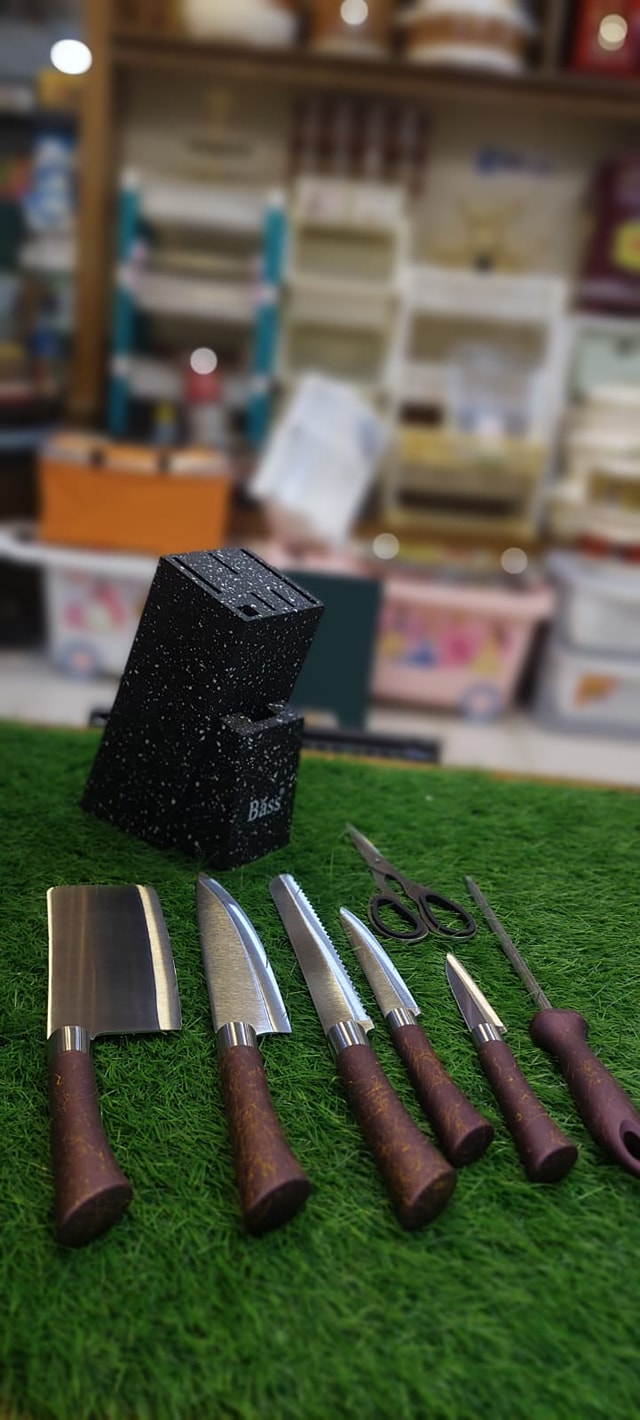 Knife Set With Wooden Stand Heavy Quality onestopbazaar
