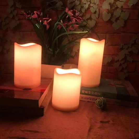 3x Dancing Flame Led Candle With RGB Remote Control , Wax Piller Candle For Wedding Decoration Christmas Candle / Room Night Light onestopbazaar