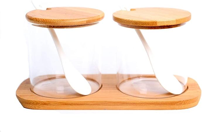2Pcs Wooden & Glass Jar onestopbazaar