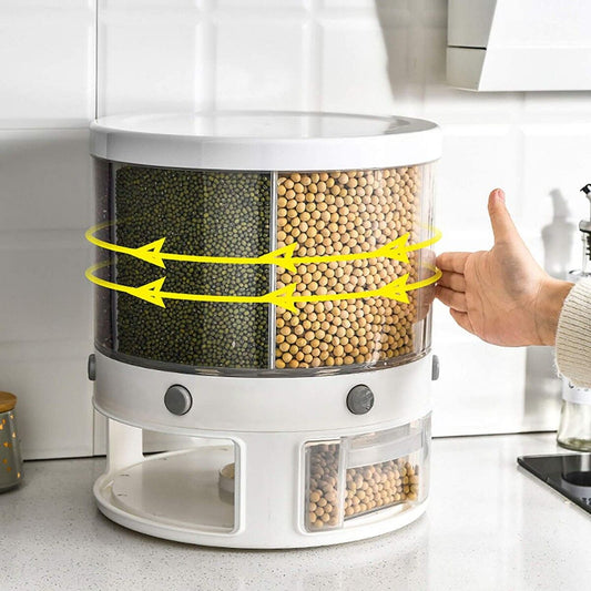 6 Partition Round Cereal Dispenser onestopbazaar