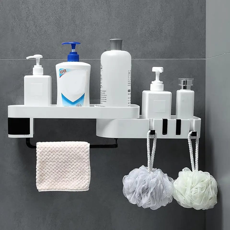 Bathroom Storage Rack Wall-Mounted Shampoo Plastic Shelf onestopbazaar