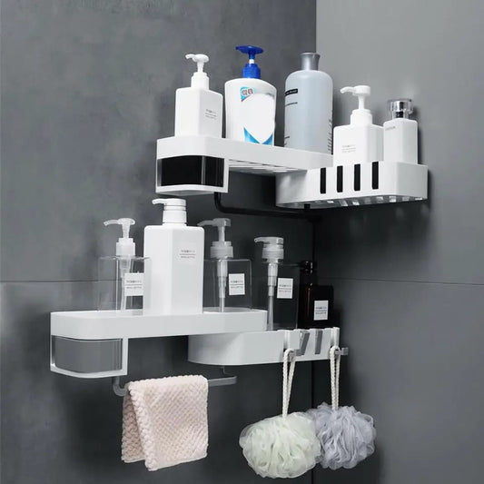 Bathroom Storage Rack Wall-Mounted Shampoo Plastic Shelf onestopbazaar