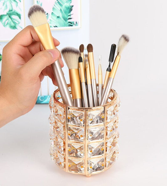 European Makeup Brush Storage Rack Crystal Pen Eyebrow Pencil Combing Cosmetic Storage Box onestopbazaar