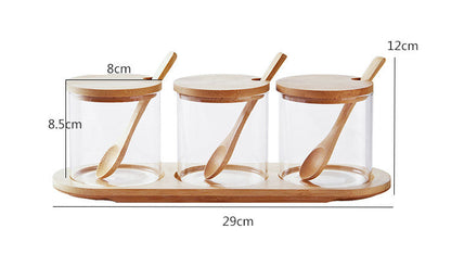3Pcs Wooden & Glass Jar onestopbazaar