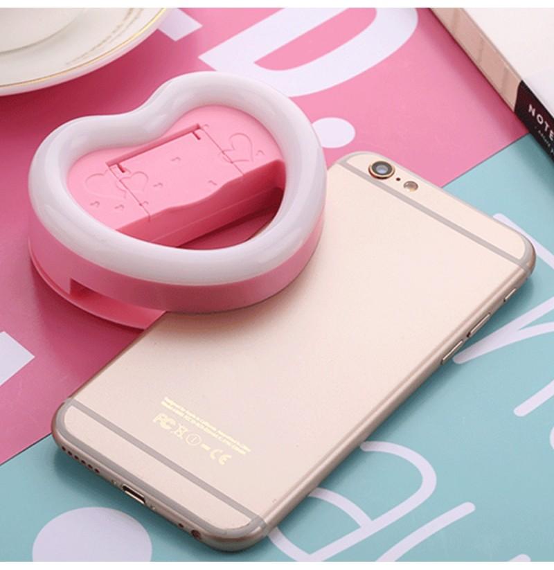 Heart-Shaped Selfie Ring Light + Mirror on The Back onestopbazaar