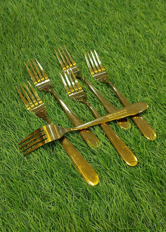 6Pcs Golden Fork Set onestopbazaar