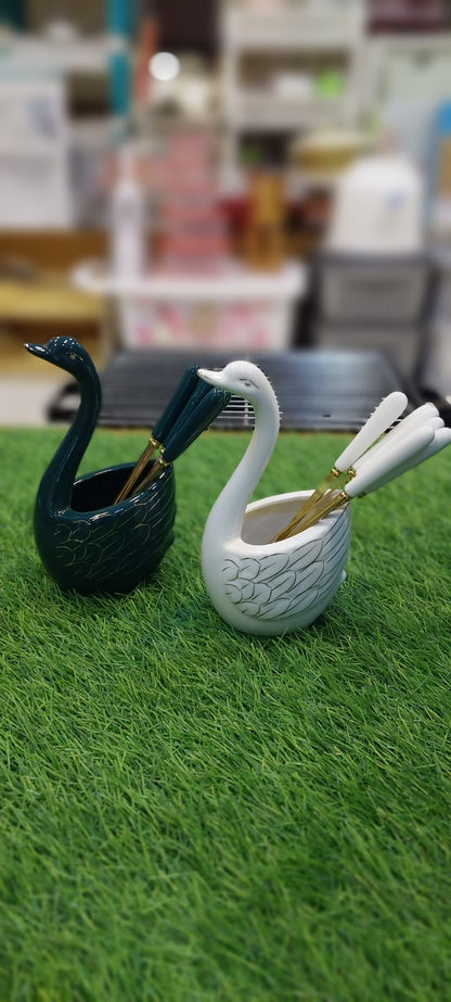 Ceramic Swan Spoon Set onestopbazaar