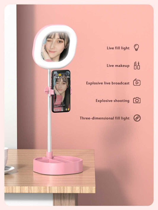 LED Light Tricolor Fill Light For Selfie Makeup Photography Video Live Stream Lamp Stand Mobile Phone Stand onestopbazaar