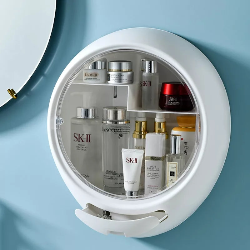 New Bathroom Wall-mounted Makeup Holder Round Cosmetic Storage Box onestopbazaar