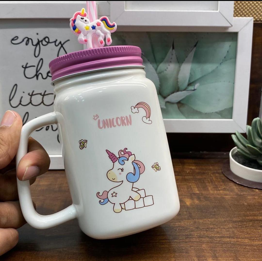 Unicorn Mason jar With Straw onestopbazaar