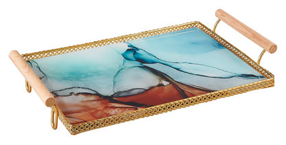 Gold Frame Tray With Handle onestopbazaar