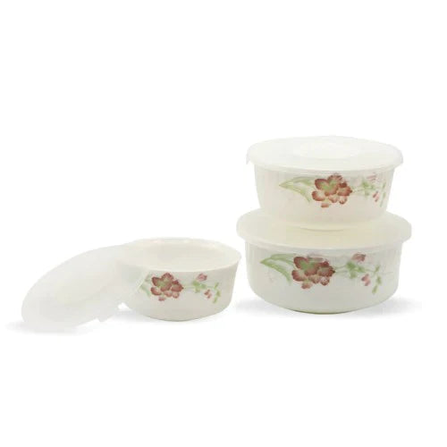 Ceramic Bowl Set with Lids – 3 Pcs onestopbazaar