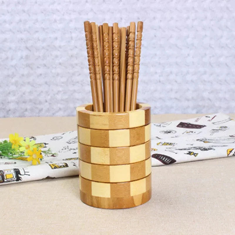 Round Bamboo Cutlery Holder onestopbazaar