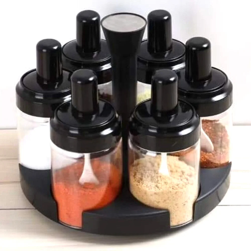 Rotating Spice Rack With 6 Bottles onestopbazaar