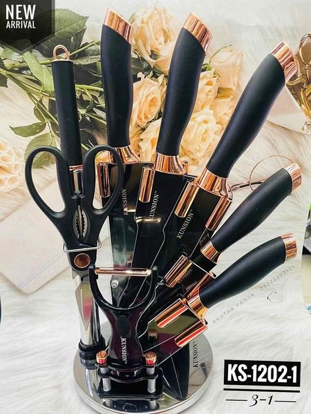 Knife Sets With Acrylic Rotate Stand onestopbazaar