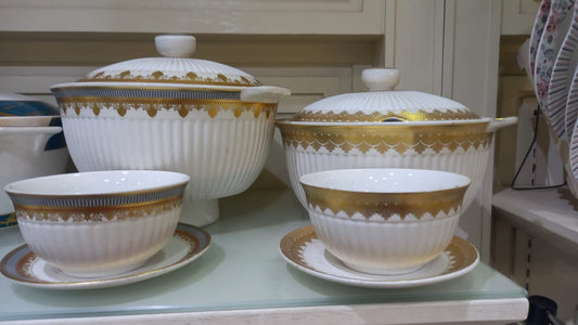 Ceramic Golden White Soup Set onestopbazaar